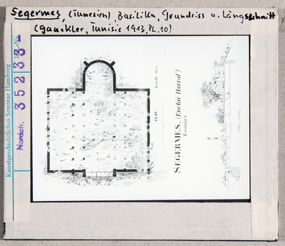 Vorschaubild Segermes: Basilika, Grundriss und Längsschnitt 